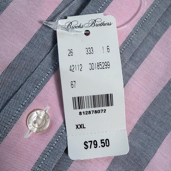 Brooks Brothers Pink Striped Short Sleeve Button Shirt Size XXL Madison Fit NWT - Picture 2 of 11
